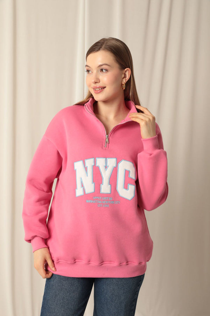 KKT Nyc Embroidered Women's Pink Sweater - Sankt Ingbert