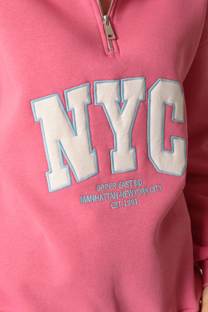 KKT Nyc Embroidered Women's Pink Sweater - Sankt Ingbert