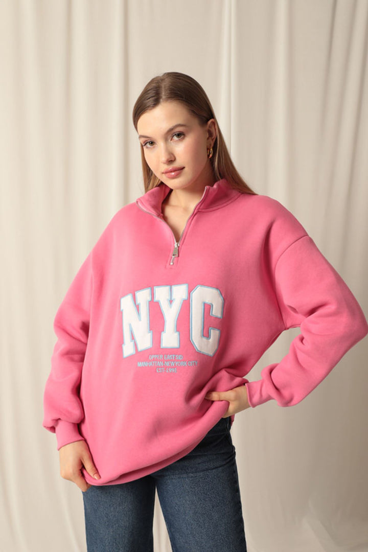 KKT Nyc Embroidered Women's Pink Sweater - Sankt Ingbert