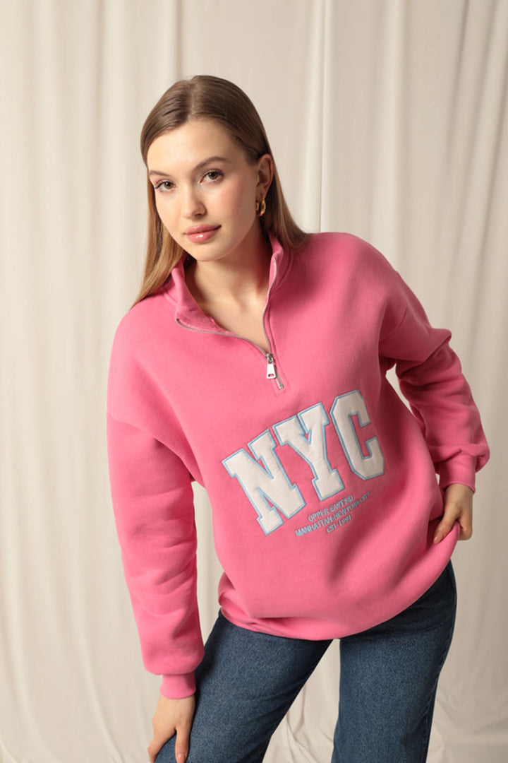 KKT Nyc Embroidered Women's Pink Sweater - Sankt Ingbert