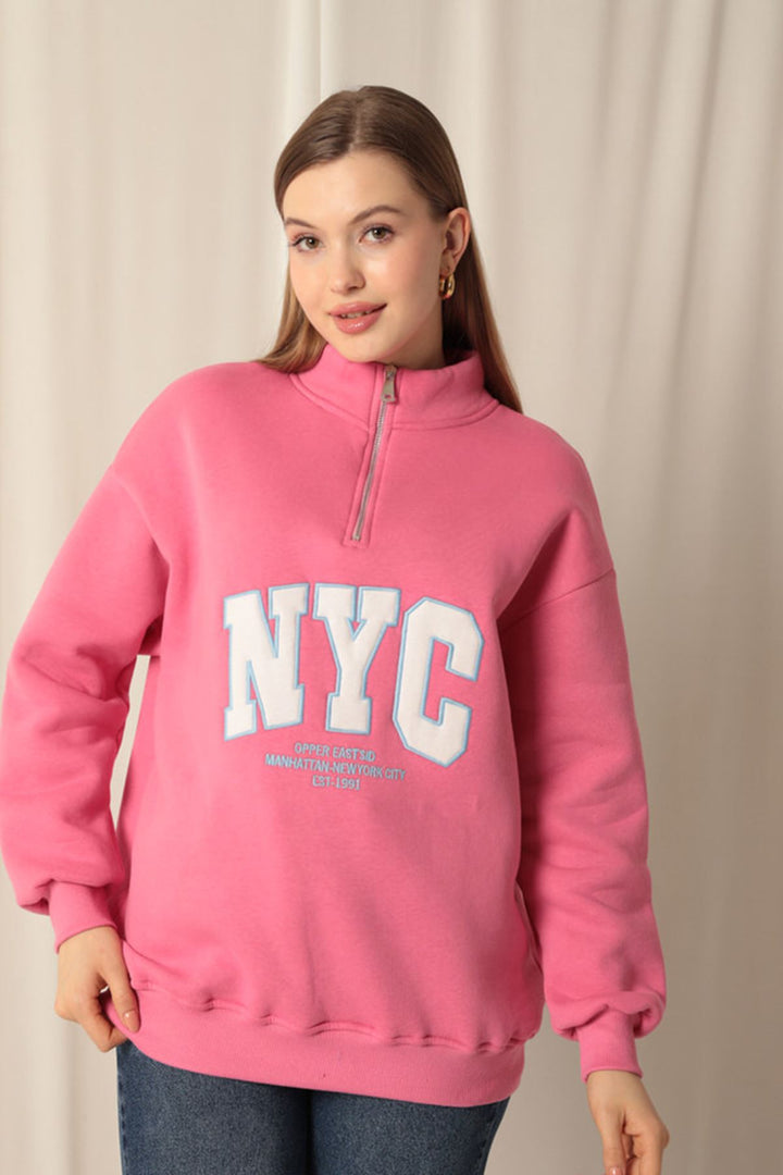 KKT Nyc Embroidered Women's Pink Sweater - Sankt Ingbert