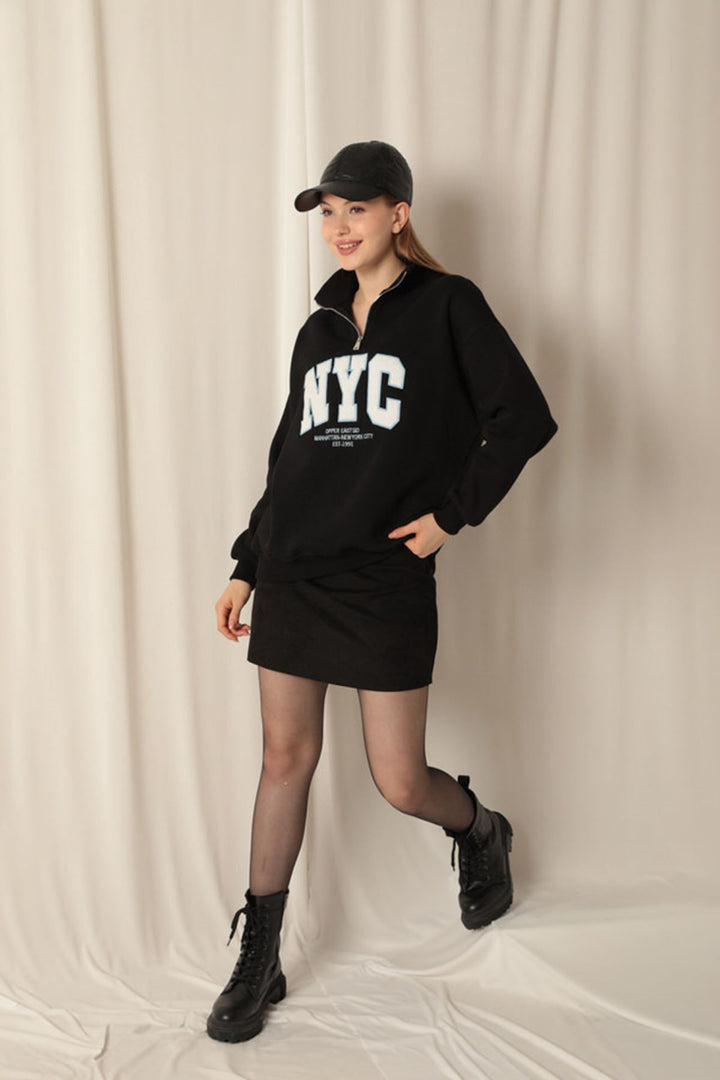 KKT Nyc Embroidered Women's Black Sweater - Deerfield Beach