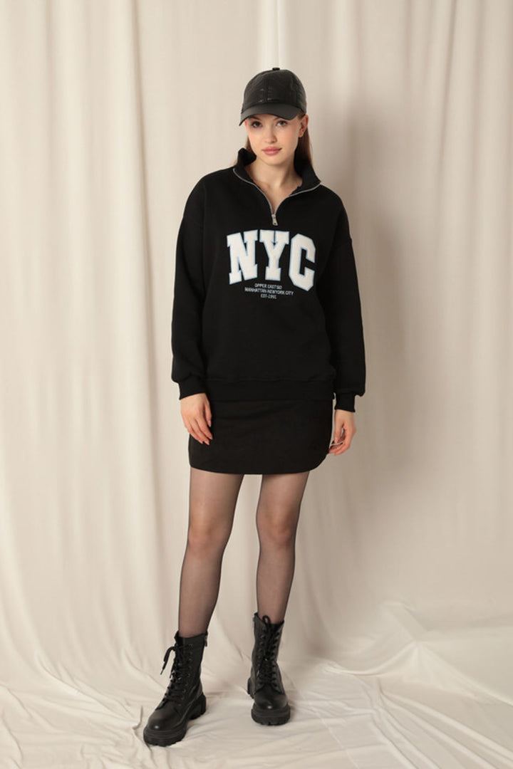 KKT Nyc Embroidered Women's Black Sweater - Deerfield Beach