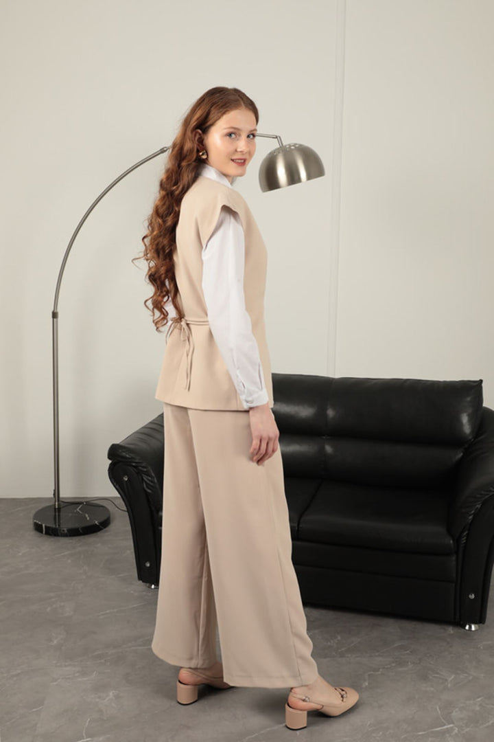 KKT Polyviscon Fabric Women's Vest-Beige - Monopoli