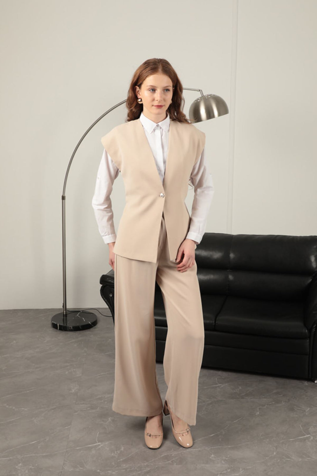 KKT Polyviscon Fabric Women's Vest-Beige - Monopoli