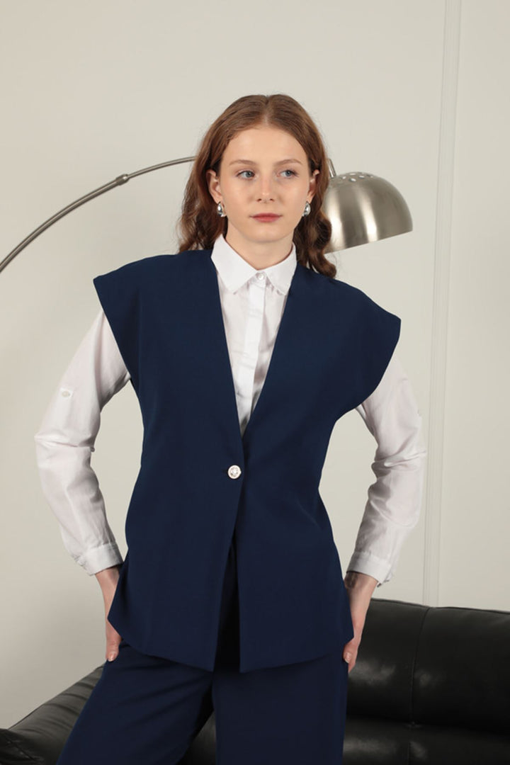 KKT Polyviscon Fabric Women's Vest-Navy Blue - Ivano-Frankivsk