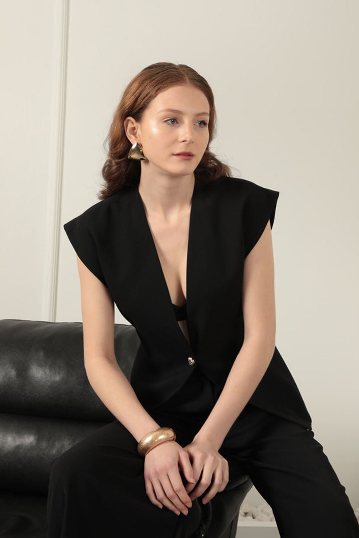 KKT Polyviscon Fabric Women's Vest-Black - Taunton