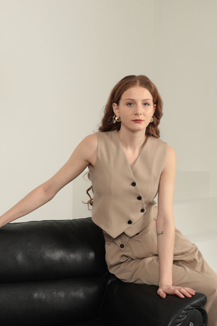 KKT Polyviscon Fabric Women's Tan Vest Set - Bad Salzuflen