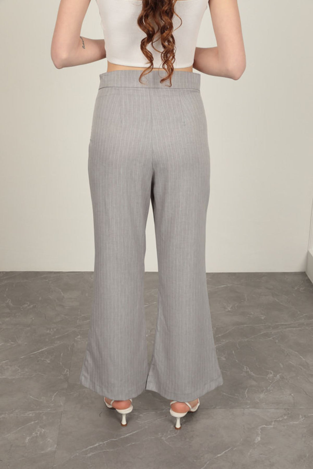 KKT Striped Polyviscon Fabric Women's Suit-Grey - Tejupilco