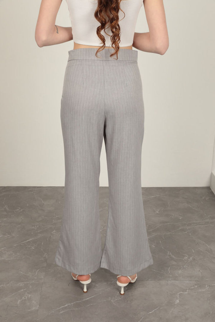 KKT Striped Polyviscon Fabric Women's Suit-Grey - Tejupilco