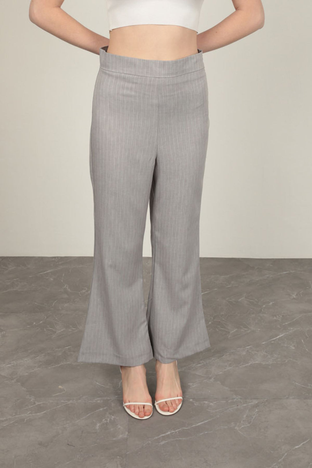 KKT Striped Polyviscon Fabric Women's Suit-Grey - Tejupilco