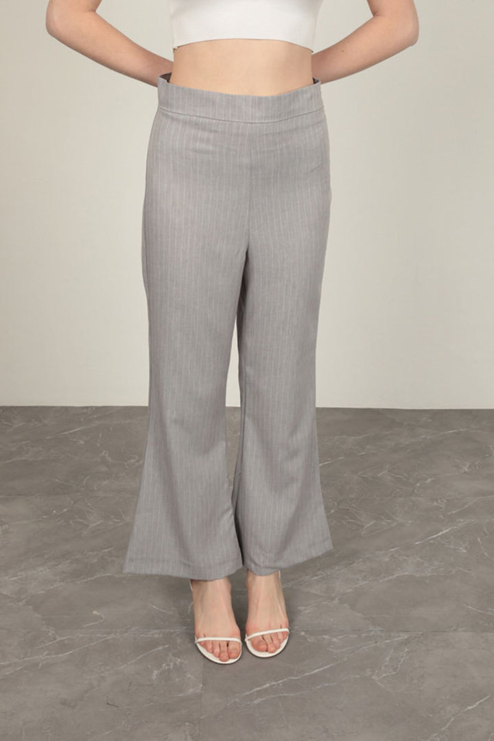 KKT Striped Polyviscon Fabric Women's Suit-Grey - Tejupilco