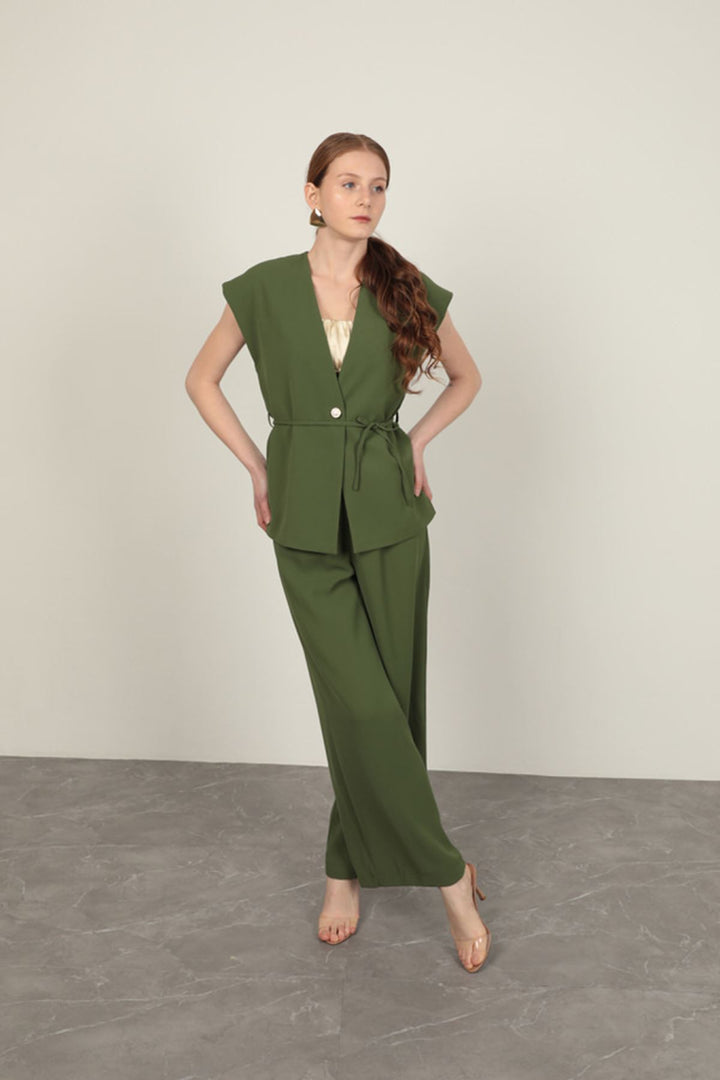 KKT Polyviscon Fabric Women's Vest-Khaki - Hamburg