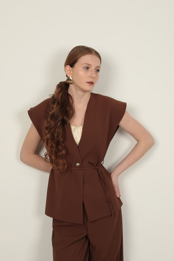 KKT Polyviscon Fabric Women's Vest-Coffee - Croydon