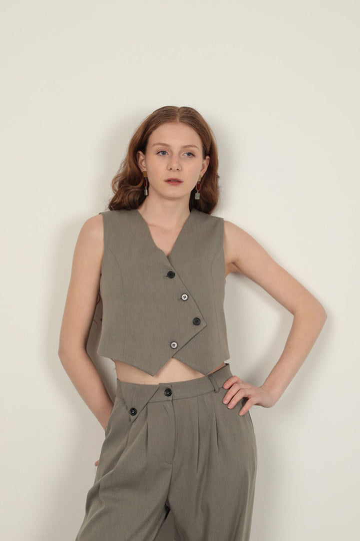 KKT Polyviscon Fabric Khaki Women's Vest Set - Valdemoro