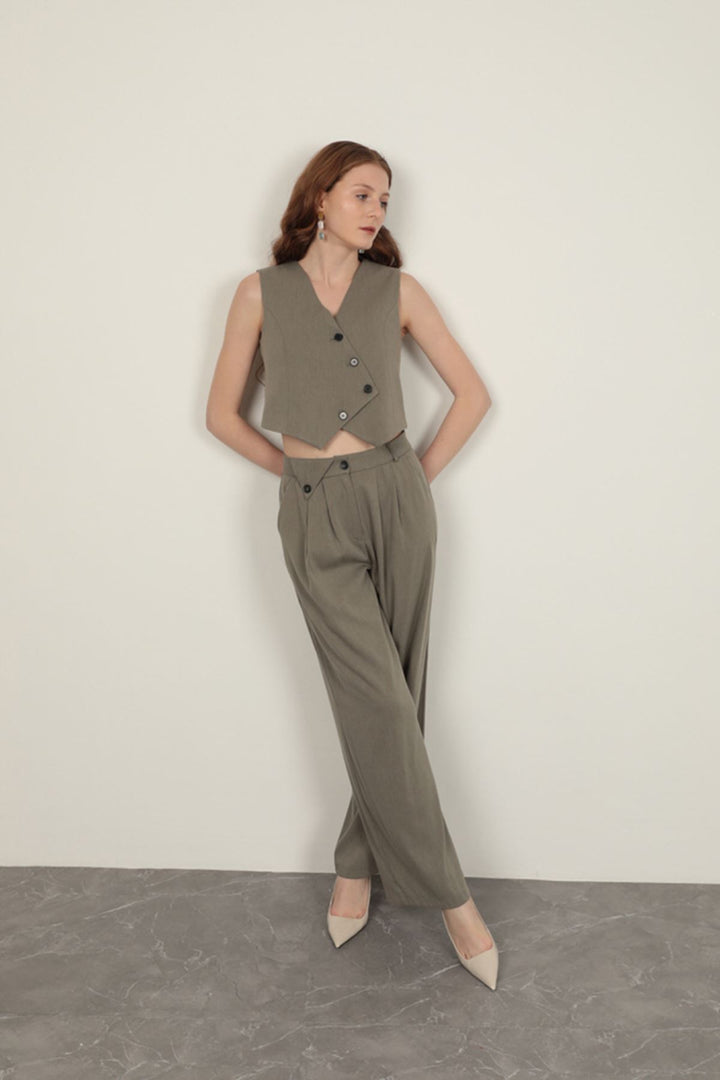 KKT Polyviscon Fabric Khaki Women's Vest Set - Valdemoro