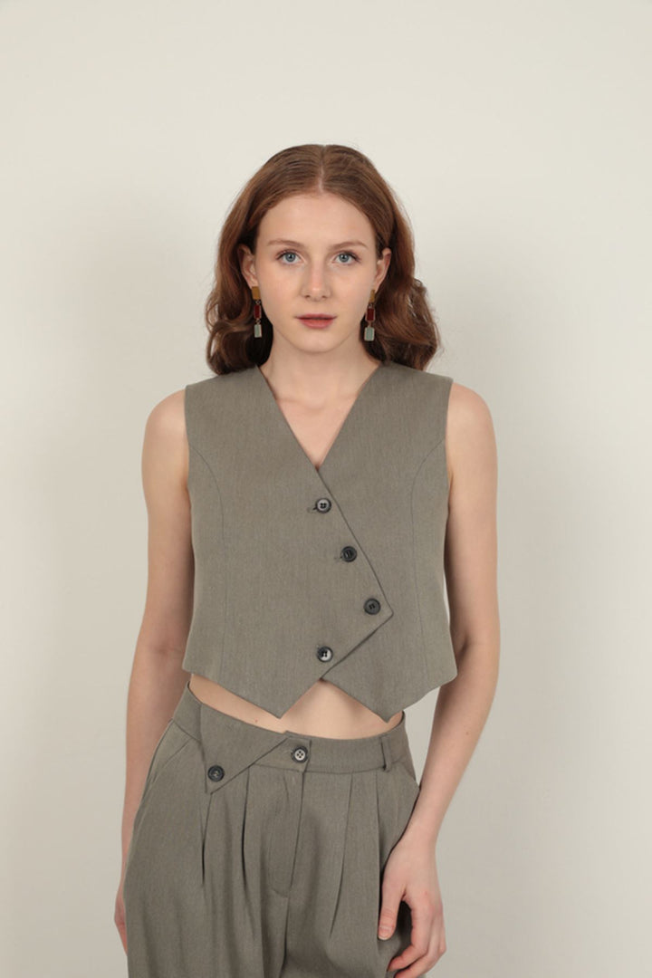 KKT Polyviscon Fabric Khaki Women's Vest Set - Valdemoro