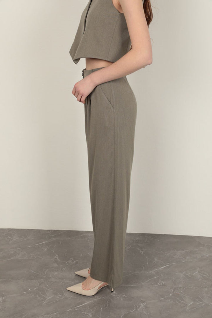 KKT Polyviscon Fabric Khaki Women's Vest Set - Valdemoro