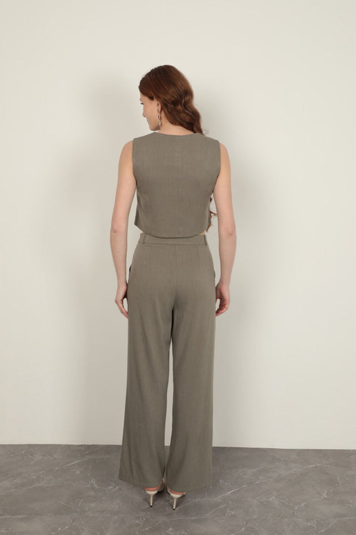 KKT Polyviscon Fabric Khaki Women's Vest Set - Valdemoro