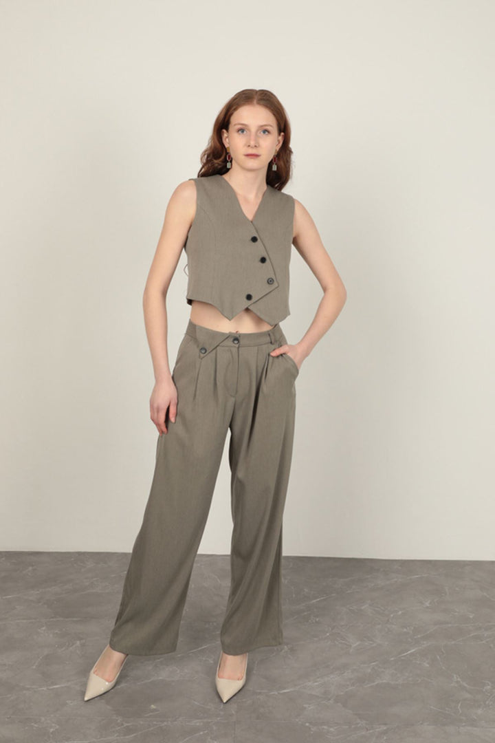 KKT Polyviscon Fabric Khaki Women's Vest Set - Valdemoro