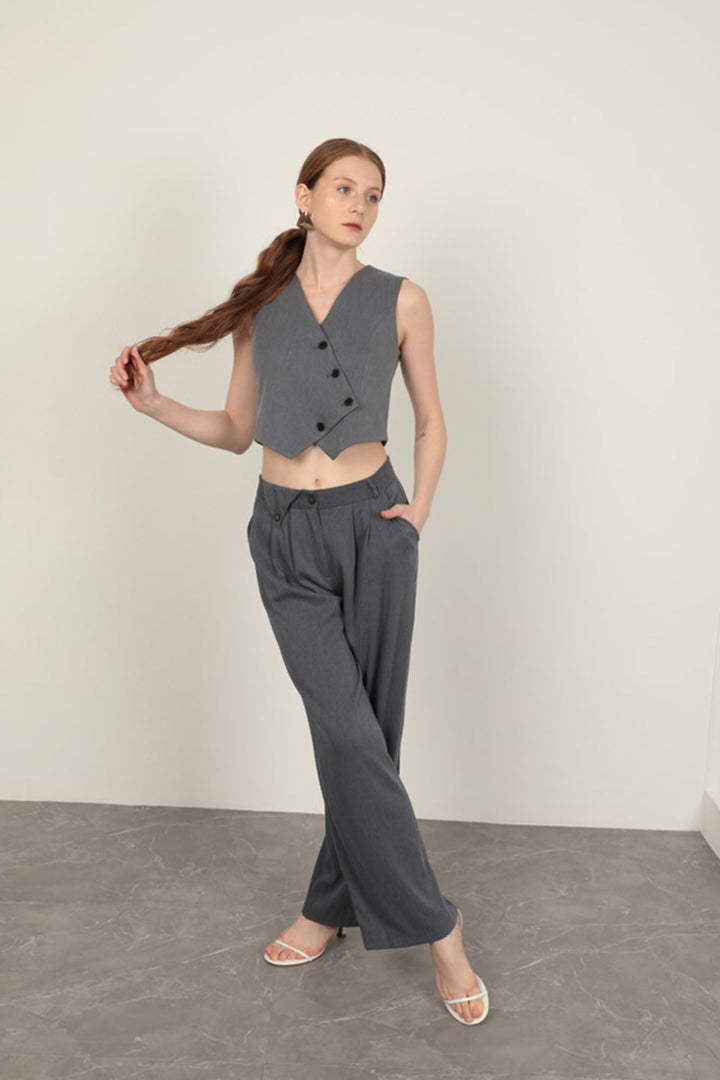 KKT Polyviscon Fabric Anthracite Women's Vest Set - Metairie