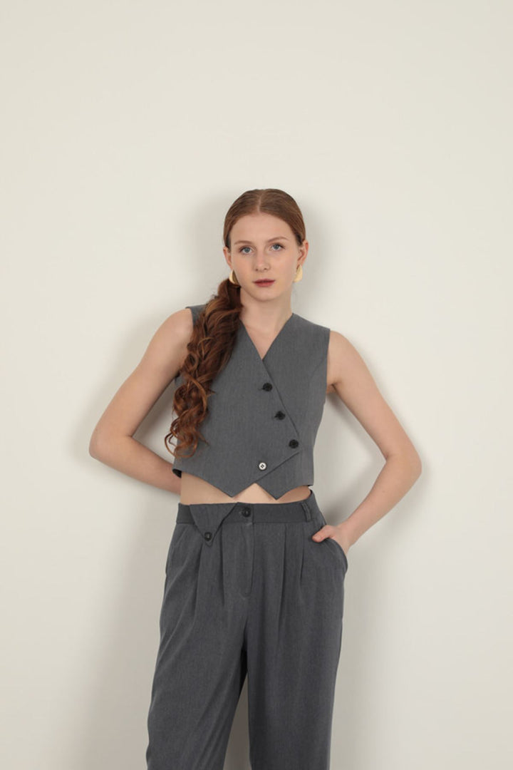 KKT Polyviscon Fabric Anthracite Women's Vest Set - Metairie