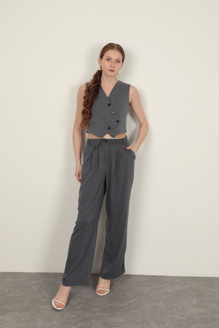KKT Polyviscon Fabric Anthracite Women's Vest Set - Metairie