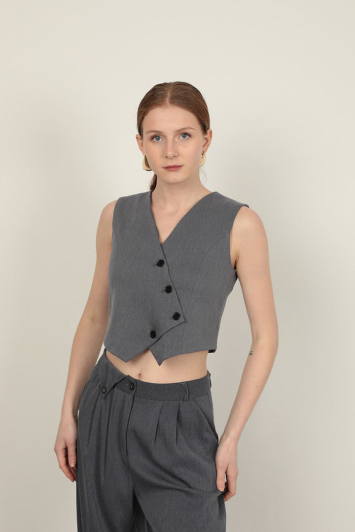 KKT Polyviscon Fabric Anthracite Women's Vest Set - Metairie