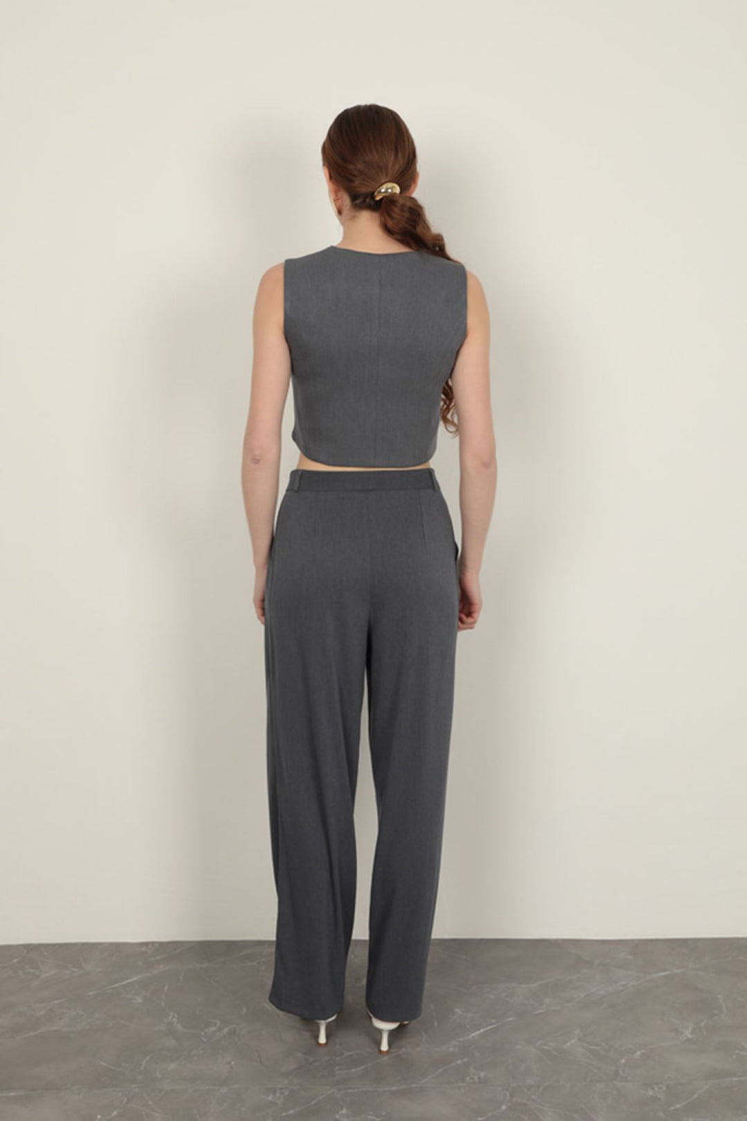 KKT Polyviscon Fabric Anthracite Women's Vest Set - Metairie