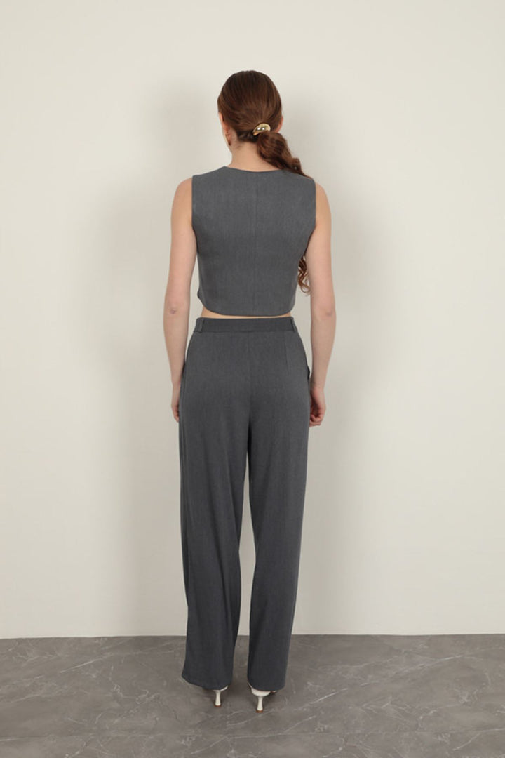 KKT Polyviscon Fabric Anthracite Women's Vest Set - Metairie