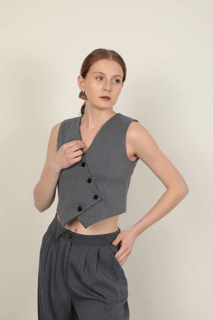 KKT Polyviscon Fabric Anthracite Women's Vest Set - Metairie