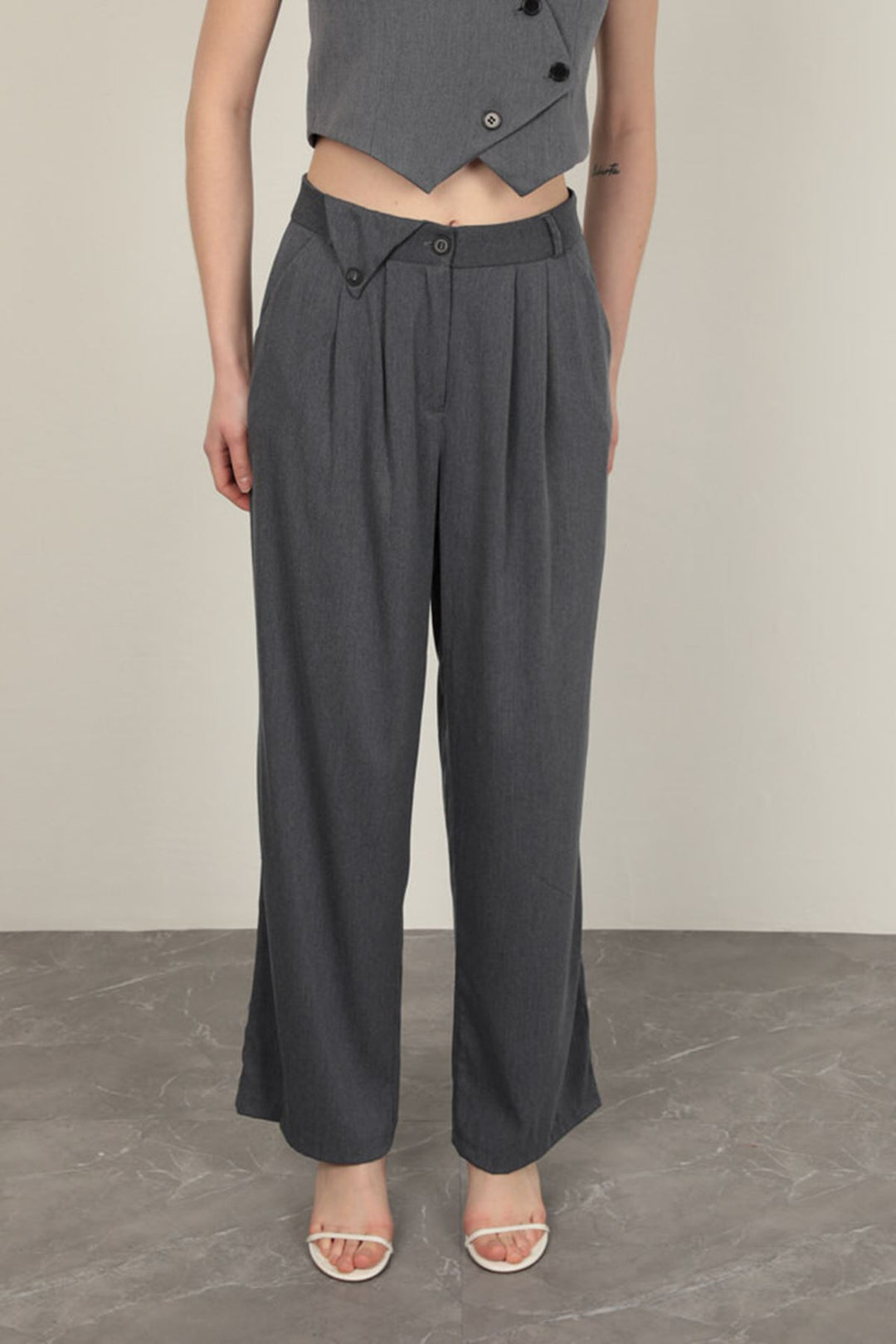 KKT Polyviscon Fabric Anthracite Women's Vest Set - Metairie