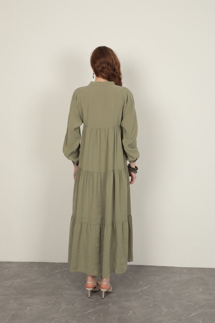 KKT Modal Fabric Elastic Sleeve Light Khaki Dress - San Luis Obispo