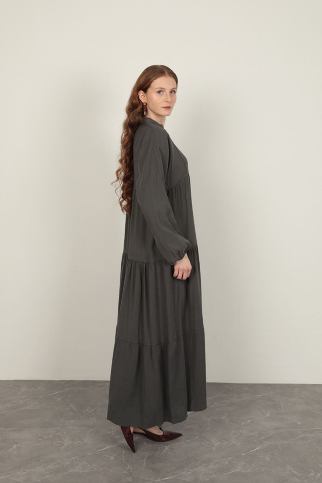 KKT Modal Fabric Elastic Sleeve Anthracite Dress - Stralsund