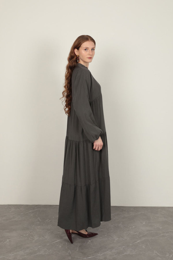 KKT Modal Fabric Elastic Sleeve Anthracite Dress - Stralsund