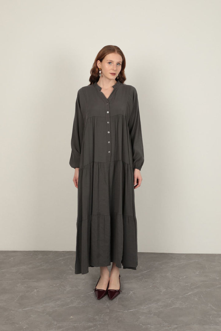 KKT Modal Fabric Elastic Sleeve Anthracite Dress - Stralsund