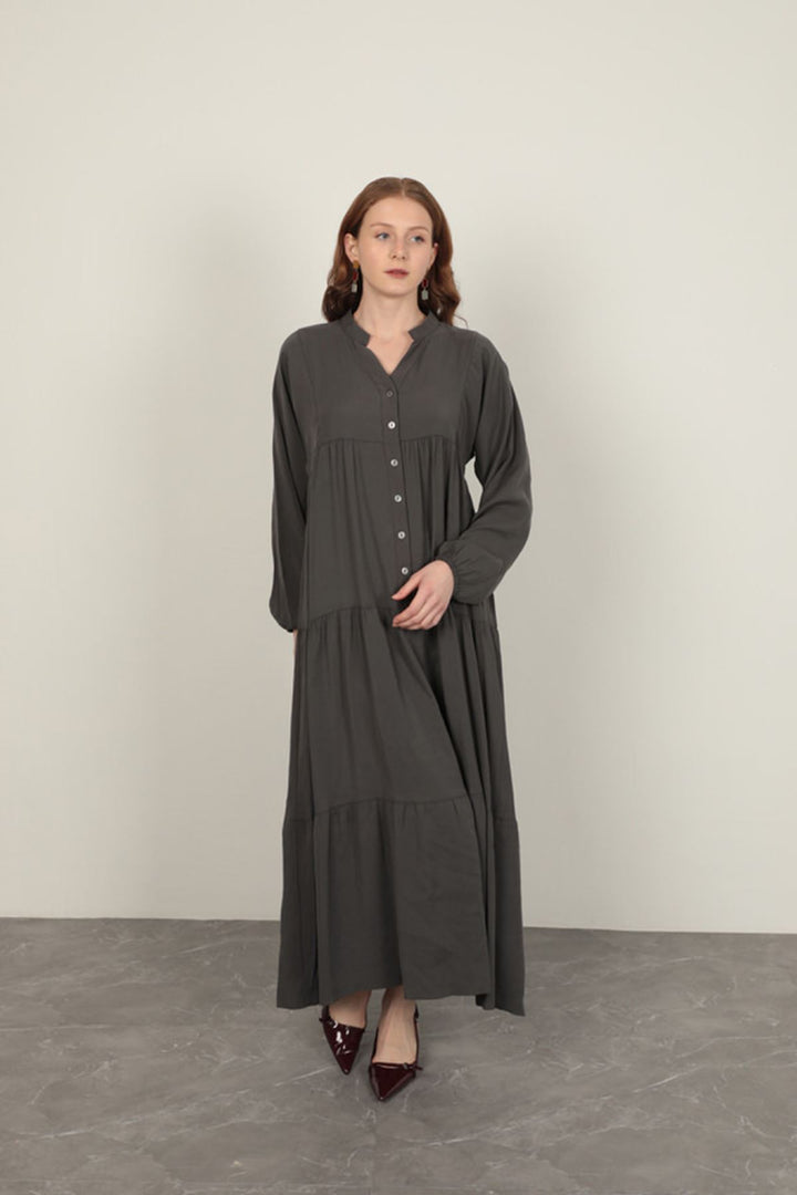 KKT Modal Fabric Elastic Sleeve Anthracite Dress - Stralsund