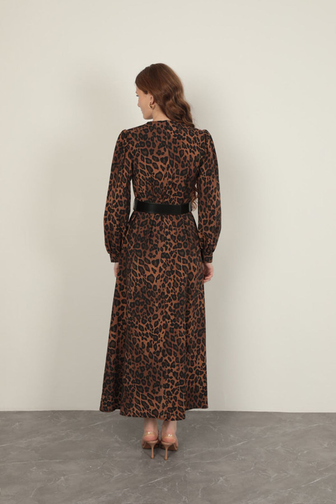 KKT Leopard Pattern Women's Dress-Coffee - University Place
