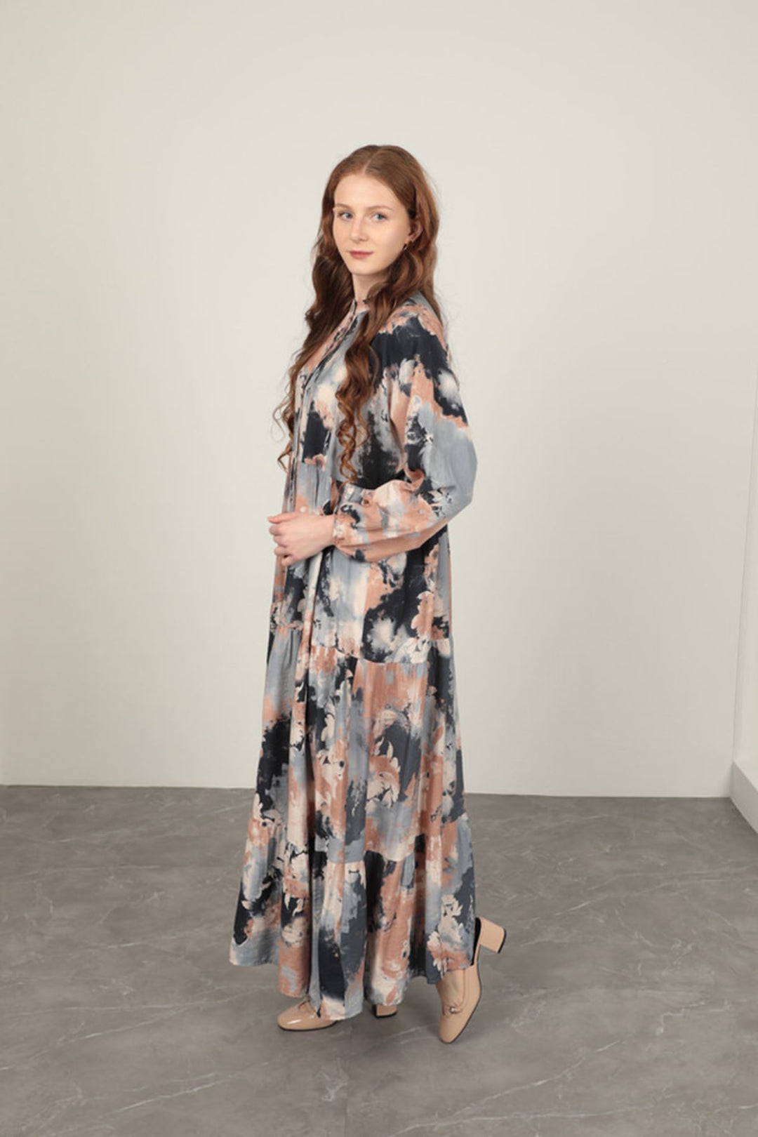 KKT Watercolor Pattern Women's Dress-Navy Blue - Valladolid