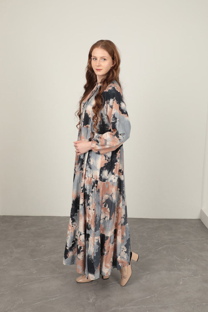 KKT Watercolor Pattern Women's Dress-Navy Blue - Valladolid