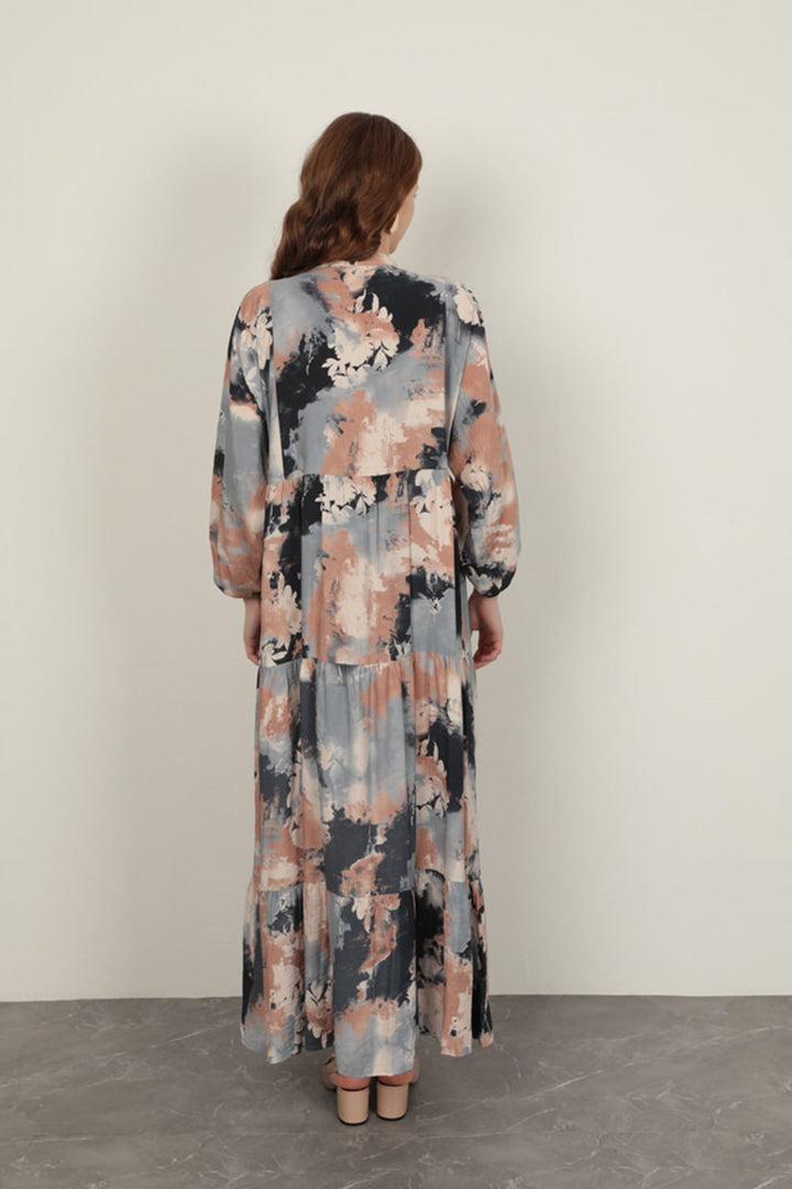 KKT Watercolor Pattern Women's Dress-Navy Blue - Valladolid