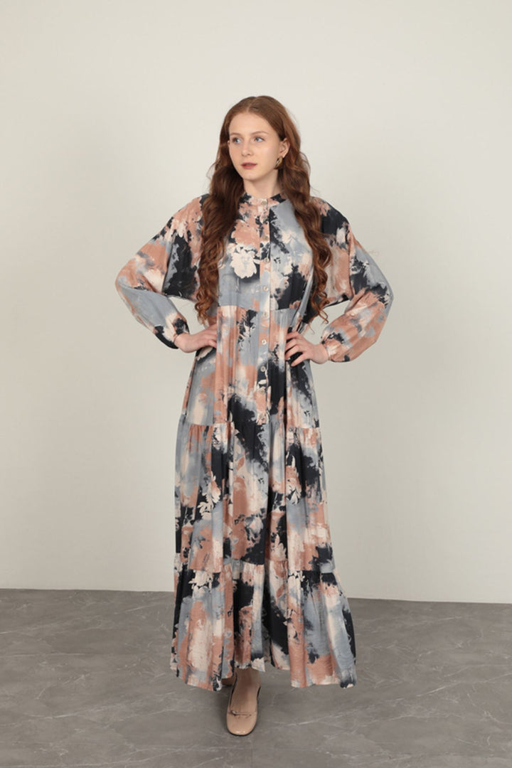 KKT Watercolor Pattern Women's Dress-Navy Blue - Valladolid