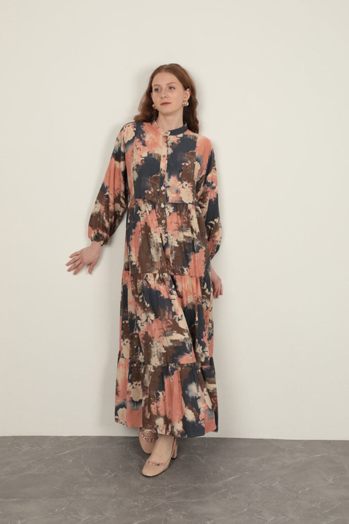 KKT Watercolor Pattern Women Dress-Pink - Perpignan