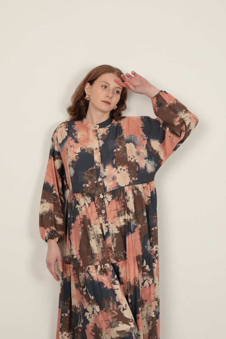 KKT Watercolor Pattern Women Dress-Pink - Perpignan