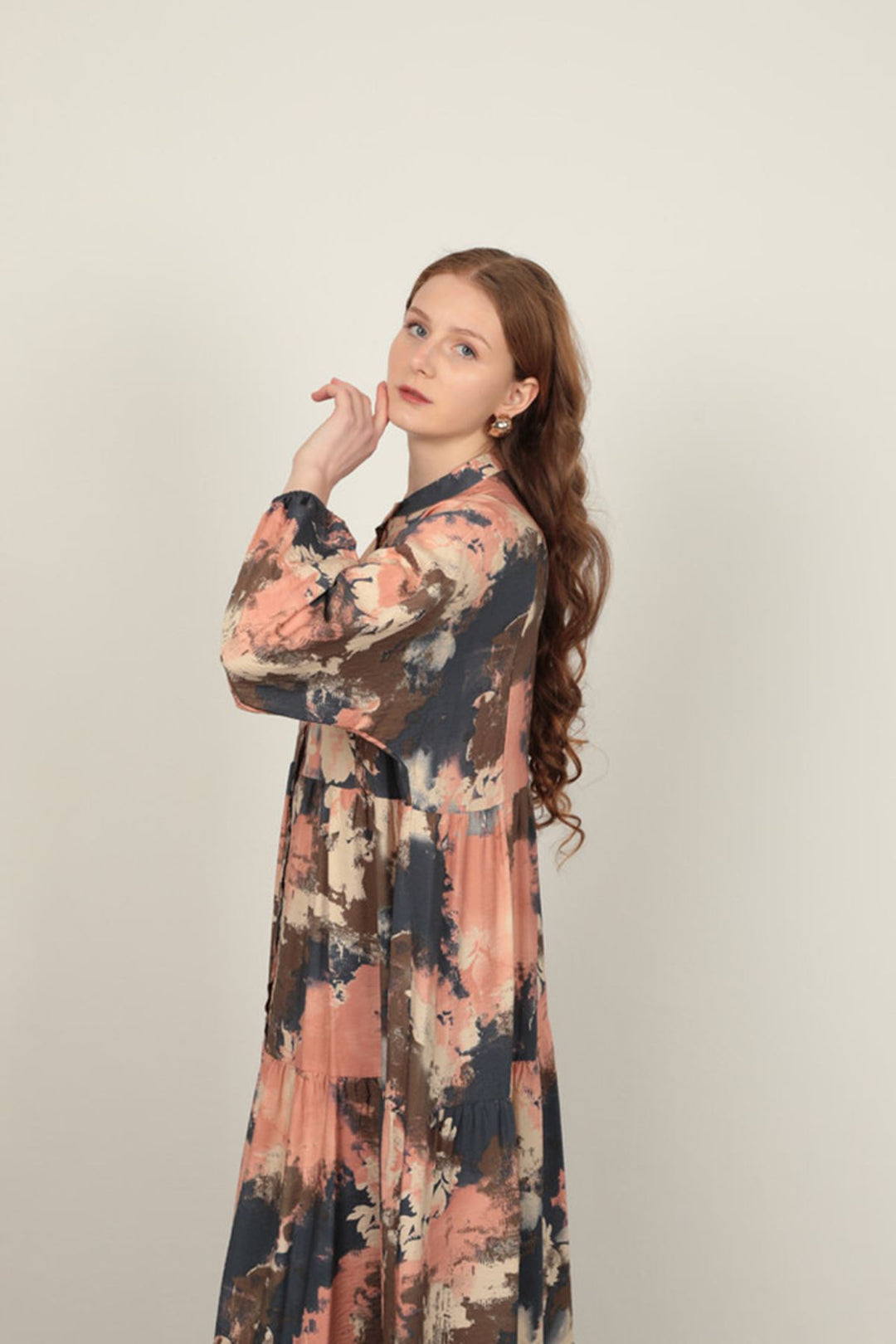 KKT Watercolor Pattern Women Dress-Pink - Perpignan