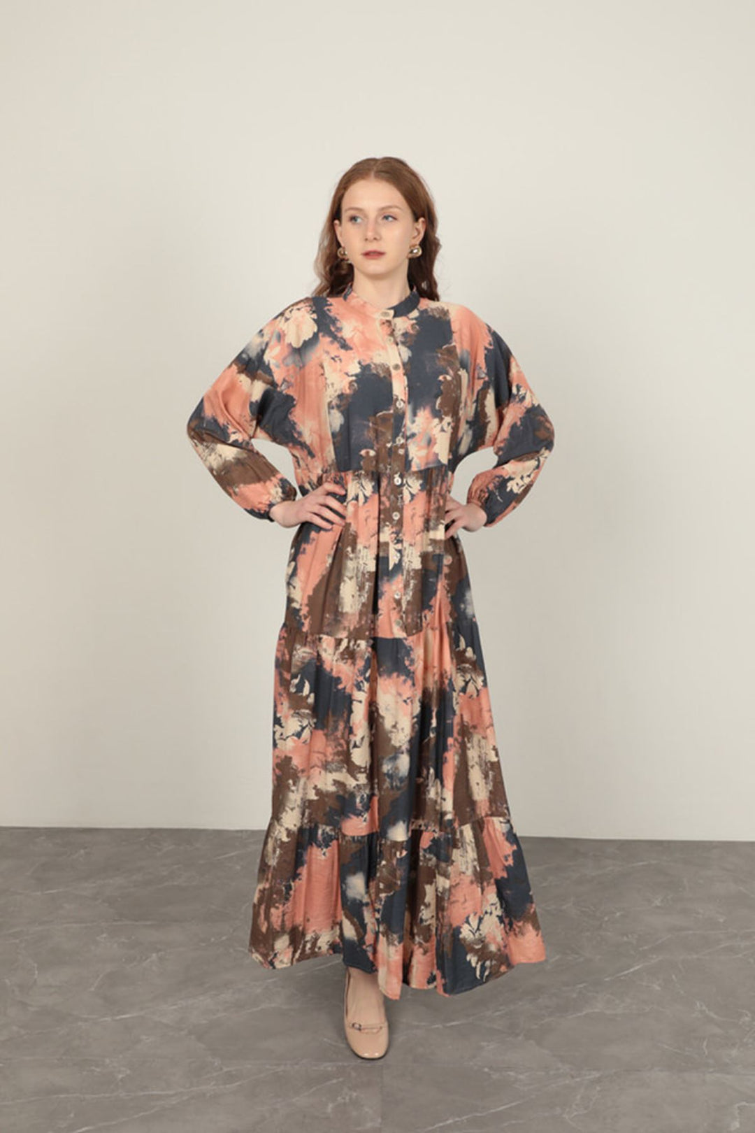 KKT Watercolor Pattern Women Dress-Pink - Perpignan