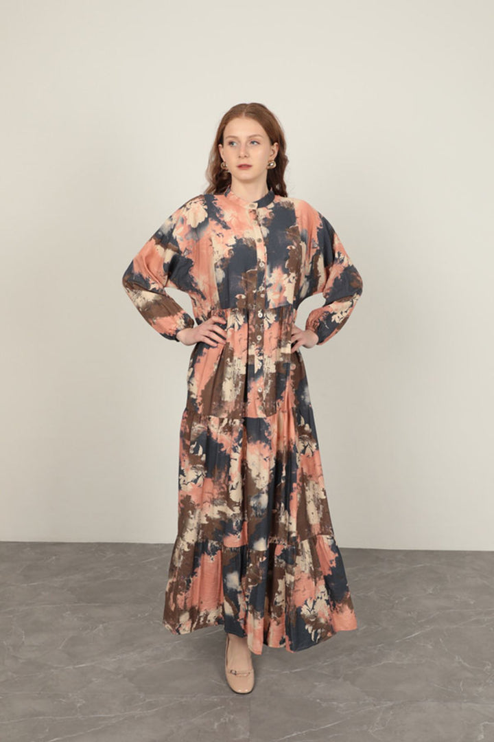 KKT Watercolor Pattern Women Dress-Pink - Perpignan