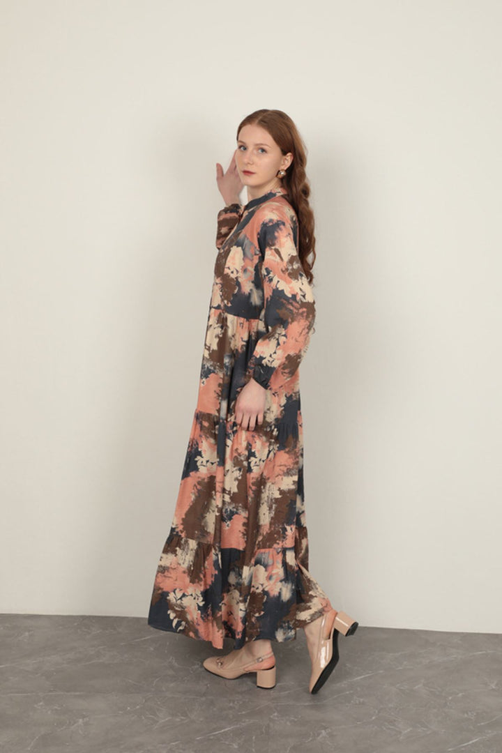 KKT Watercolor Pattern Women Dress-Pink - Perpignan