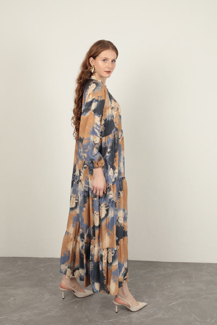 KKT Watercolor Pattern Women Dress-Blue - Coachella
