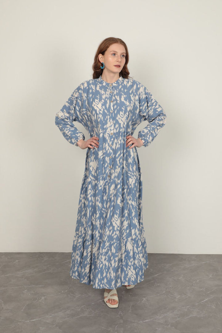 KKT Brush Pattern Women's Dress-Blue - Bridgewater